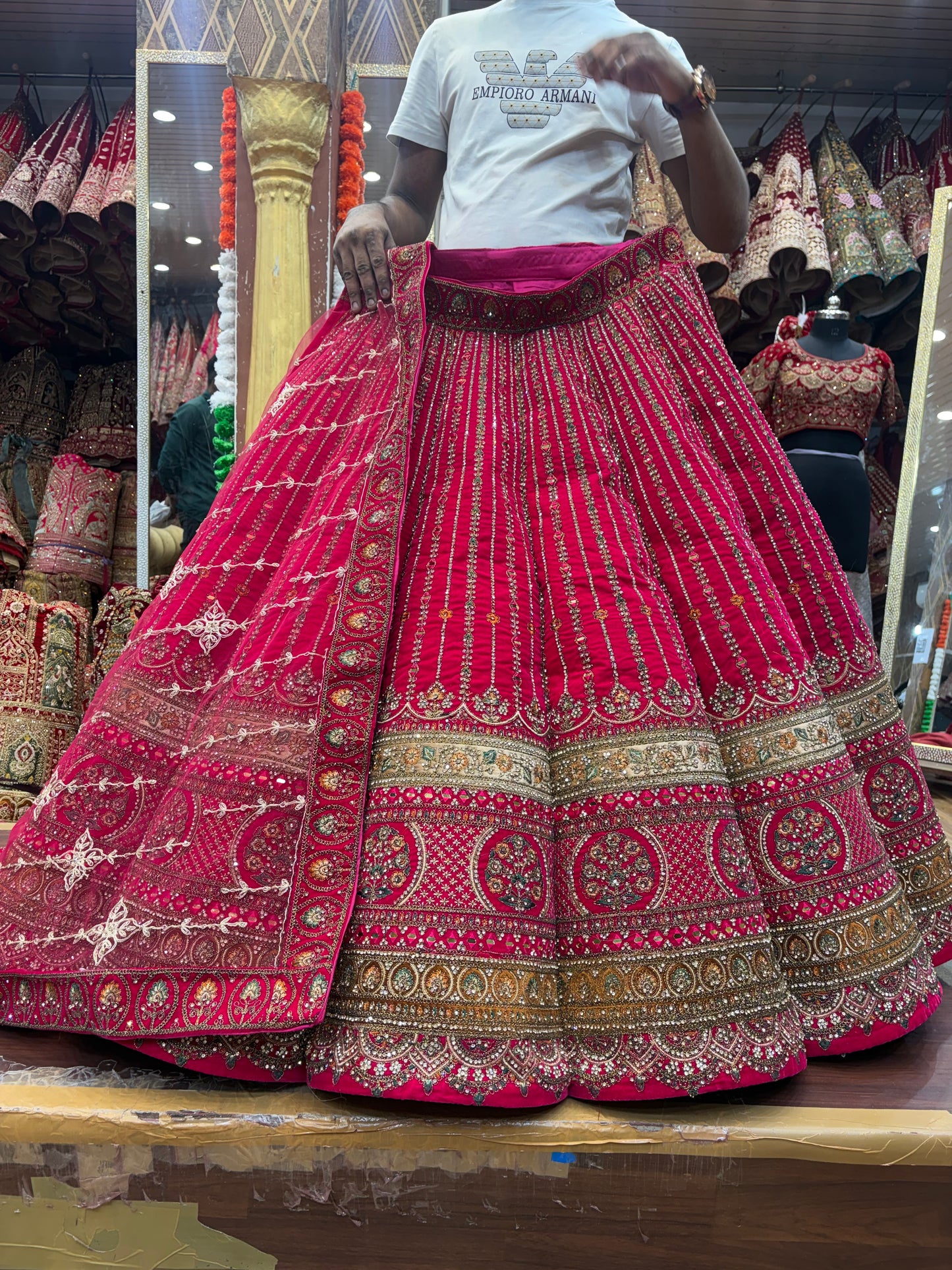 Glamorous Rani pink Ball bridal Lehenga