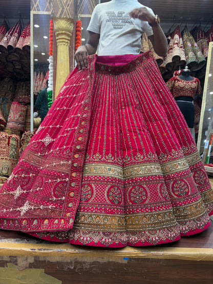 Glamorous Rani pink Ball bridal Lehenga