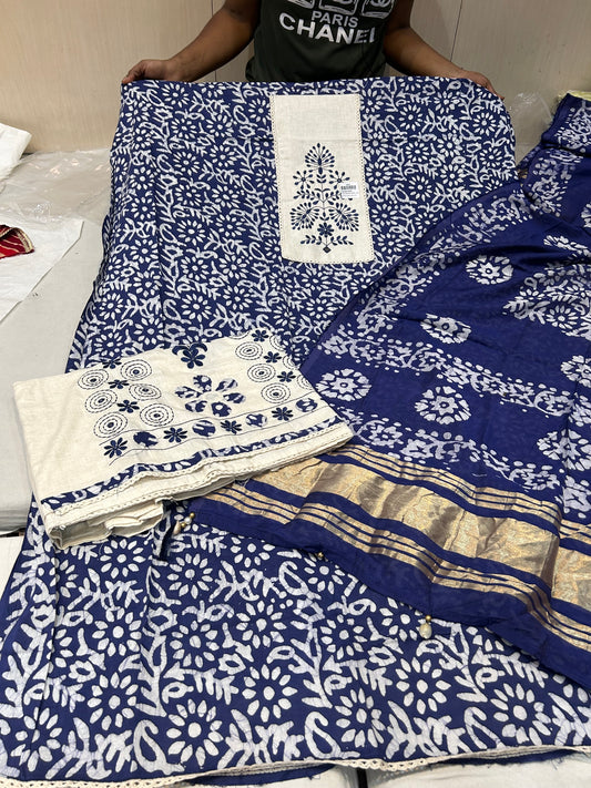 मैजेस्टिक ब्लू अनस्टिच्ड लेडीज़ सूट