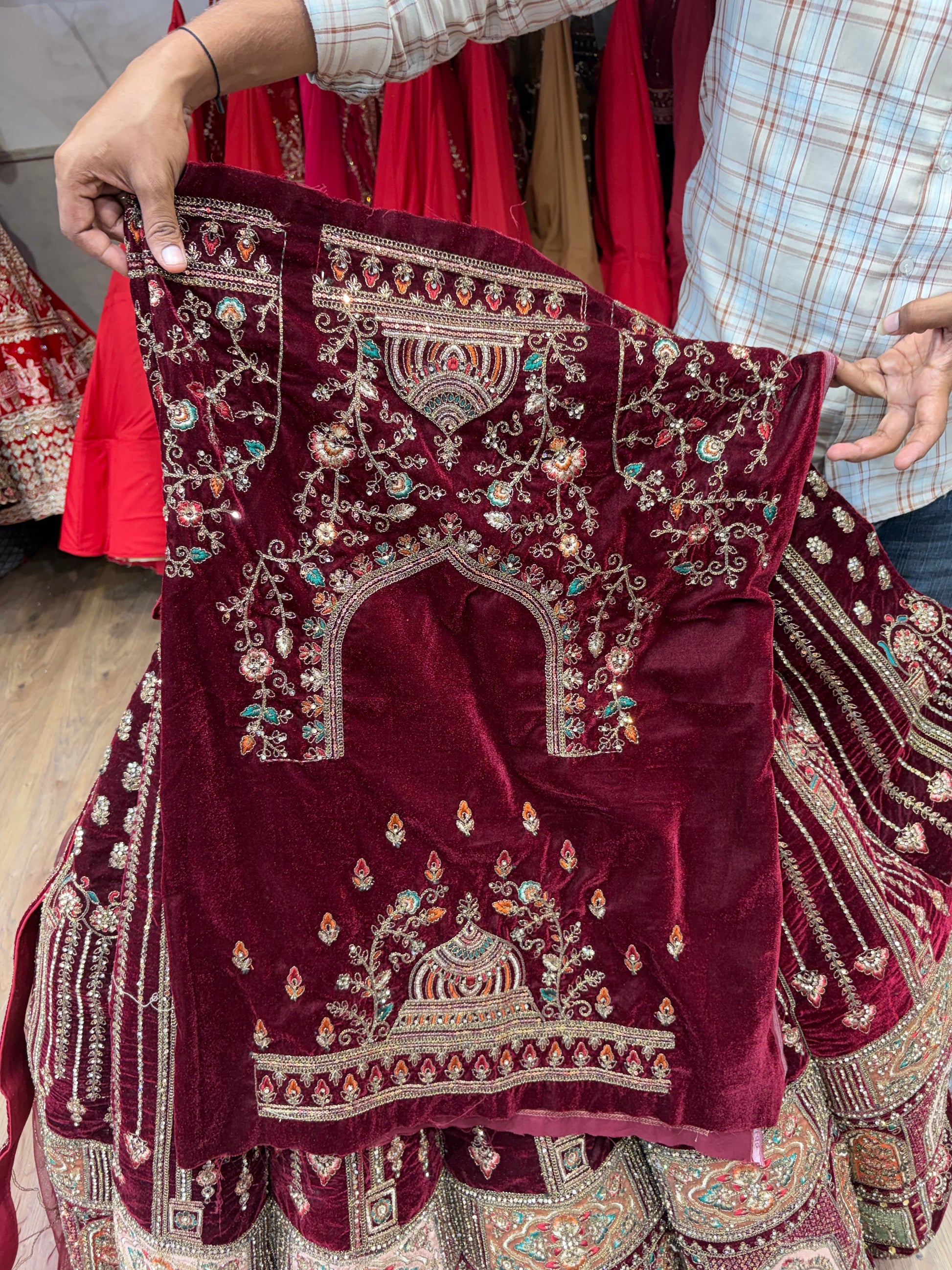 Dark Maroon Ball Bridal Lehenga - Shopping World