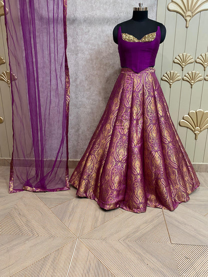 Pink crop top lehenga