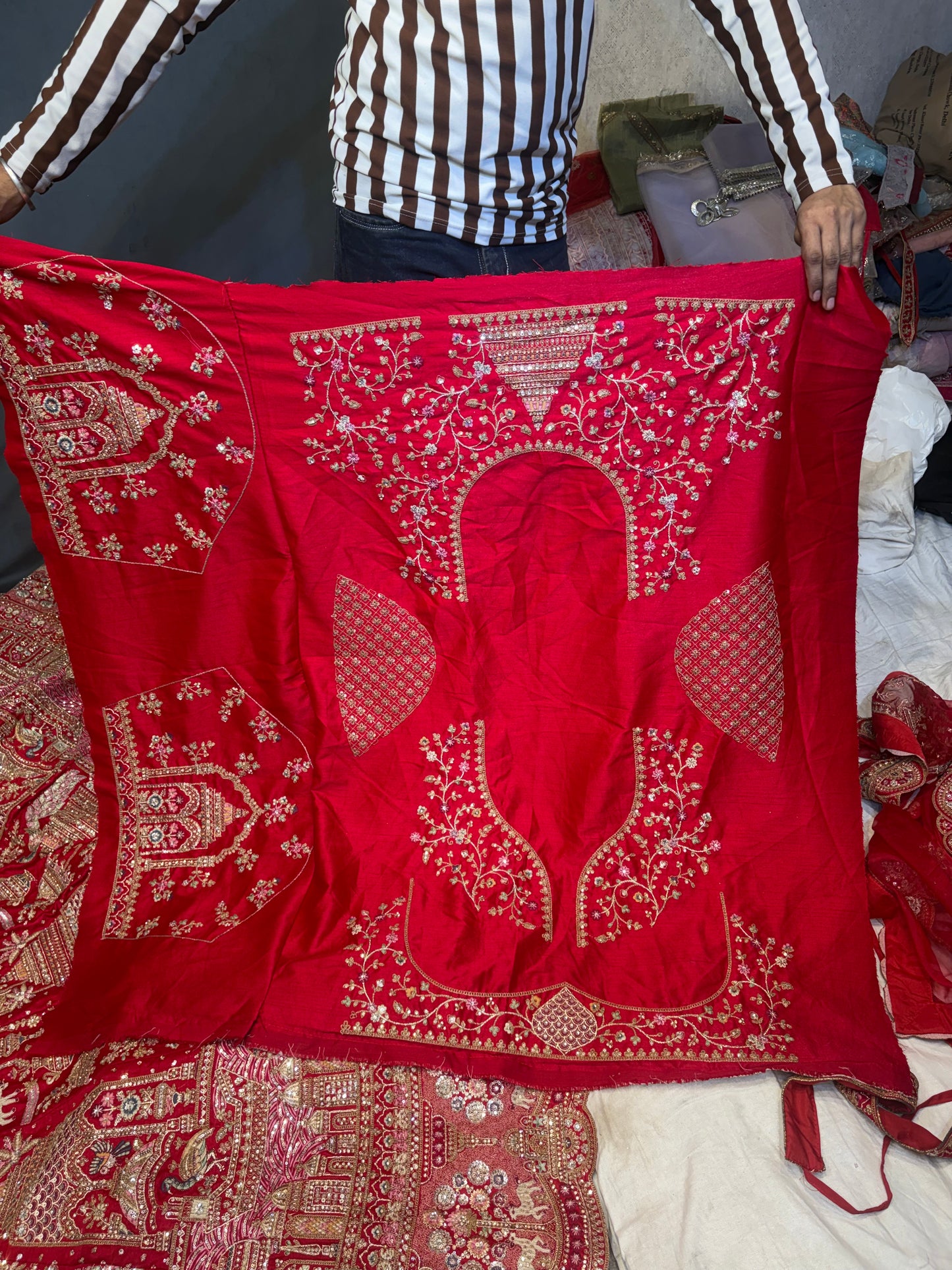 Elegant Red peacock Bridal Lehenga