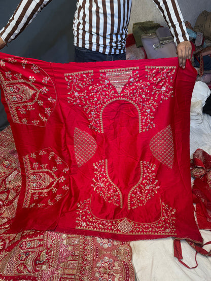Elegant Red peacock Bridal Lehenga