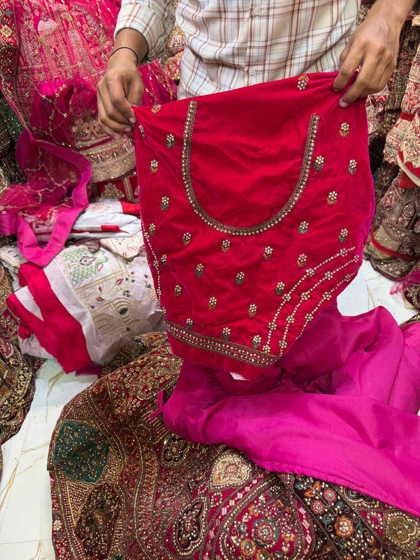 Heavy Dark Rani pink Bridal Lehenga