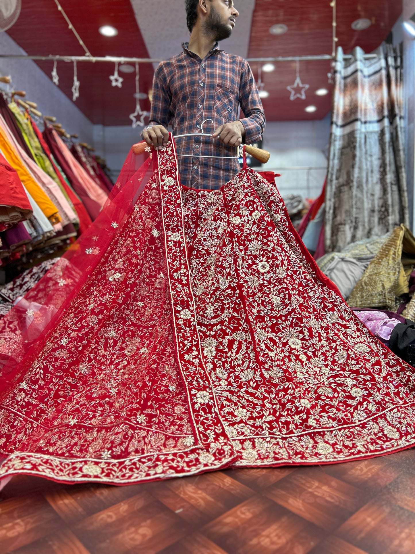 Eye catching maroon pure handwork zardozi dabka lehenga