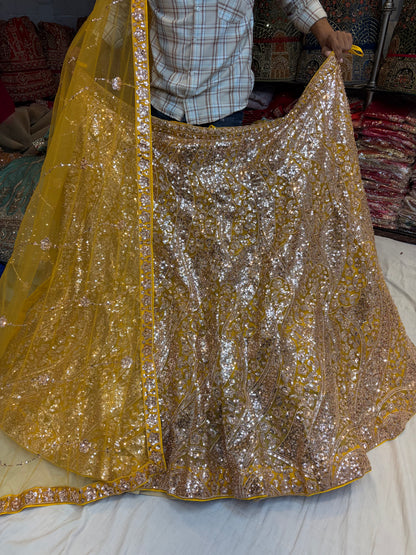 Yellow Haldi Mehendi Designer Lehenga
