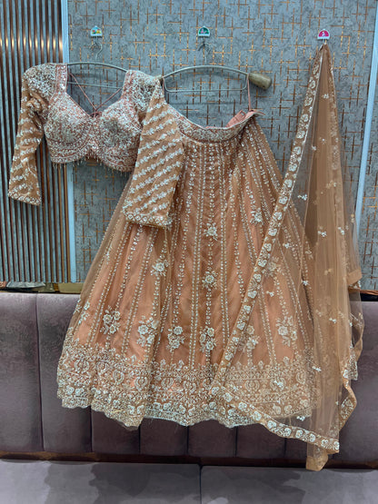 Pista Green Crop Top Lehenga