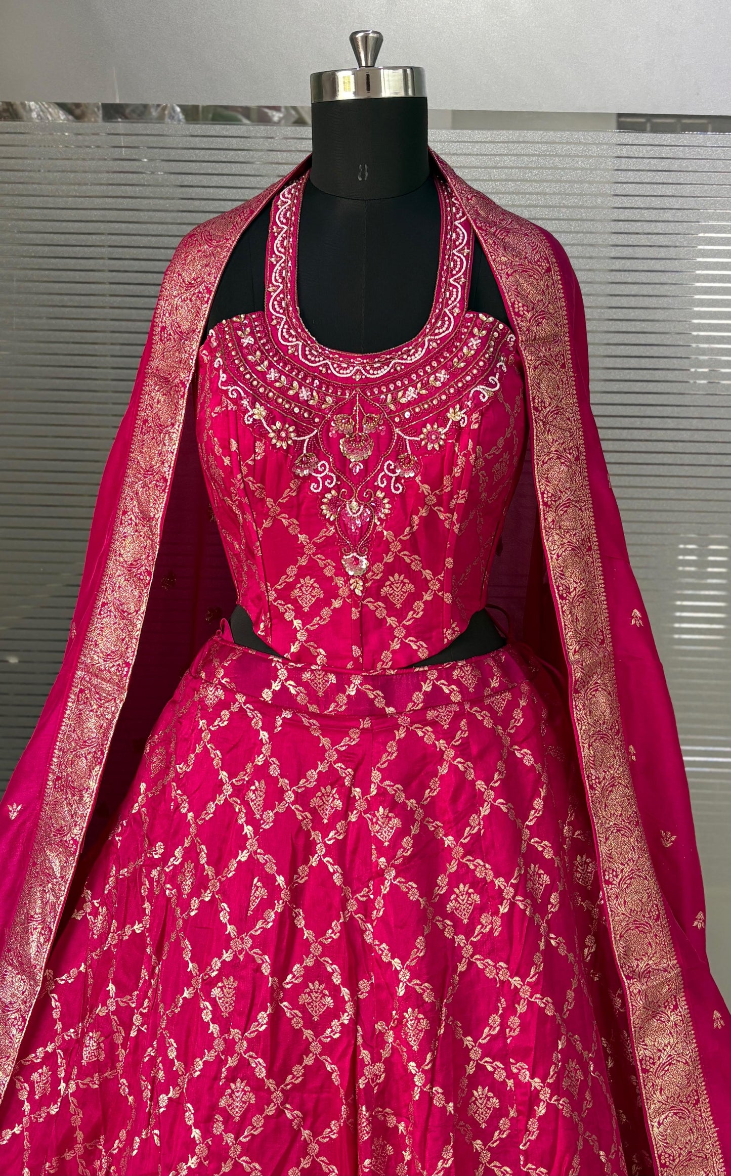 Hot Pink Crop Top Lehenga