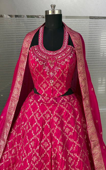 Hot Pink Crop Top Lehenga
