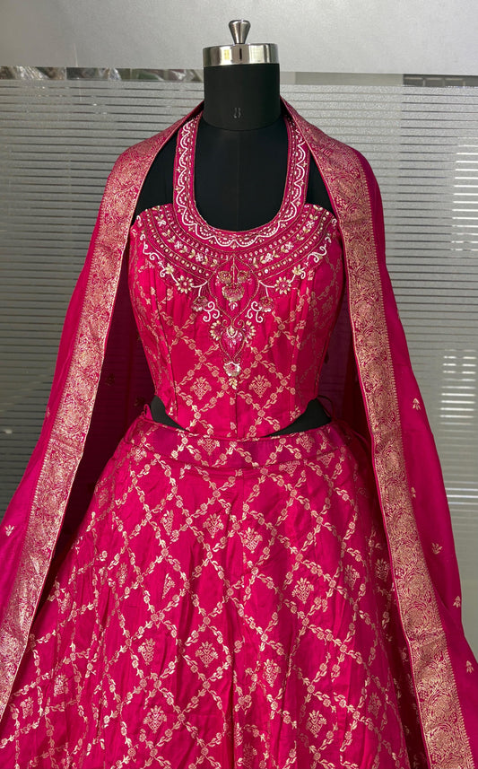 Hot Pink Crop Top Lehenga