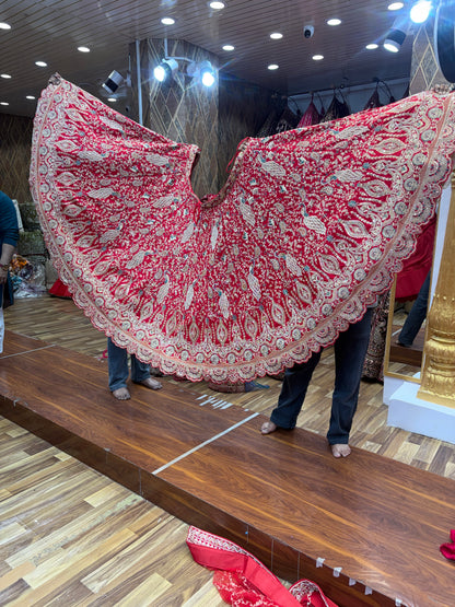 Rani Pink Peacock Designer Bridal Lehenga