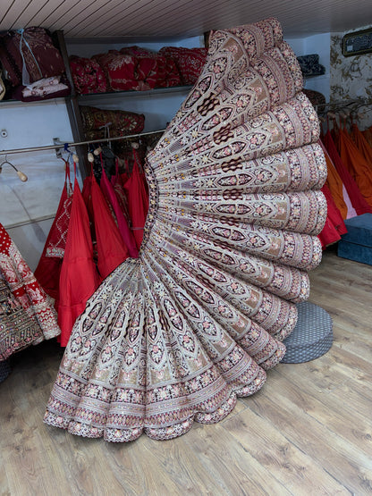 Dark Maroon Ball Bridal Lehenga