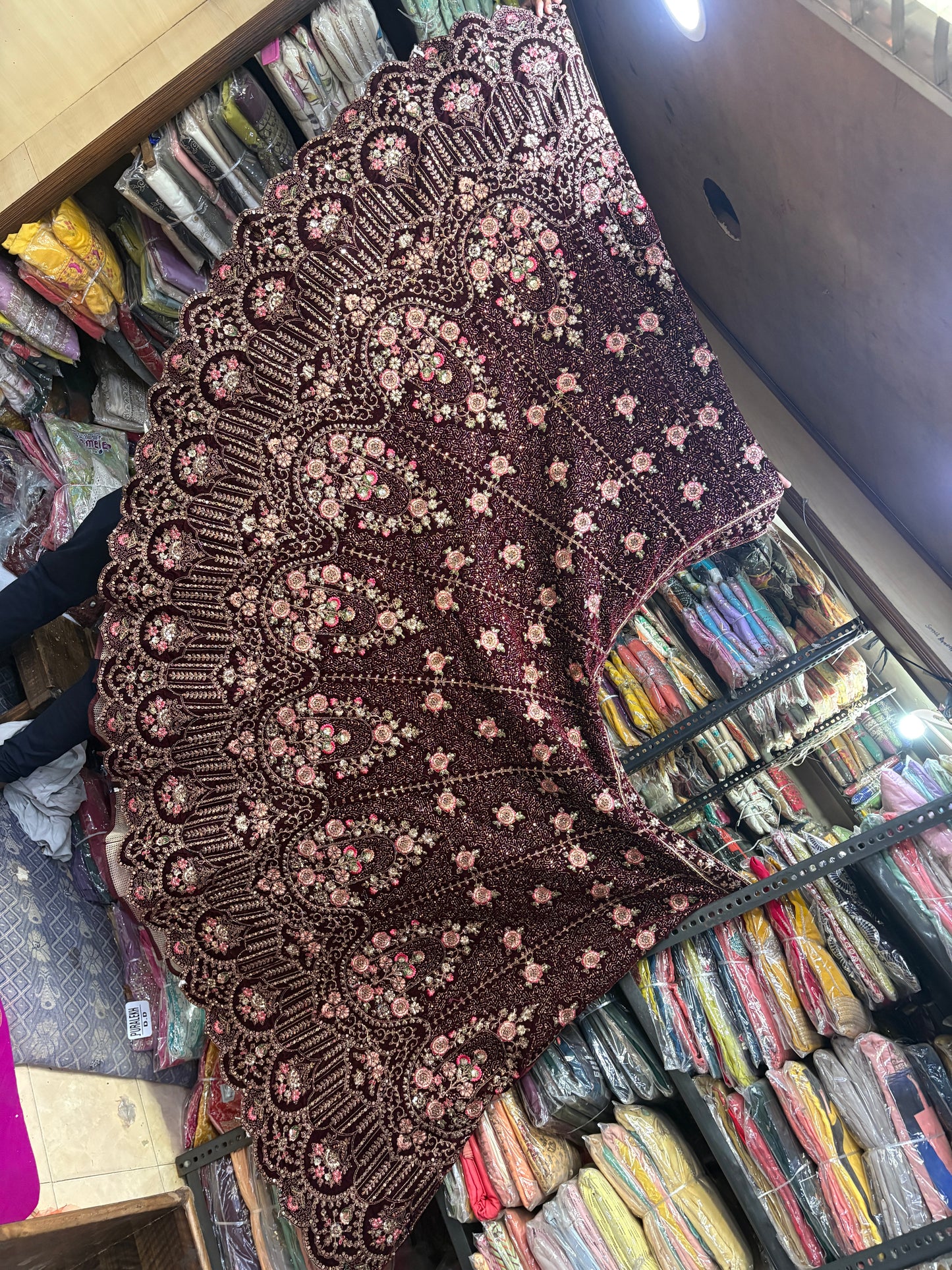 Charming maroon Double Duptta Bridal Lehenga