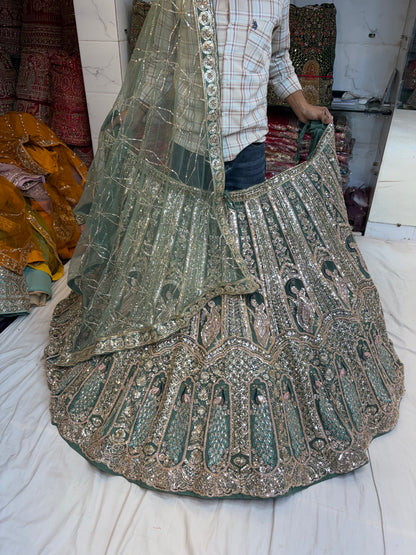 Green Peacock Designer Lehenga