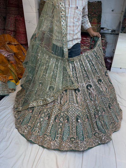 Green Peacock Designer Lehenga