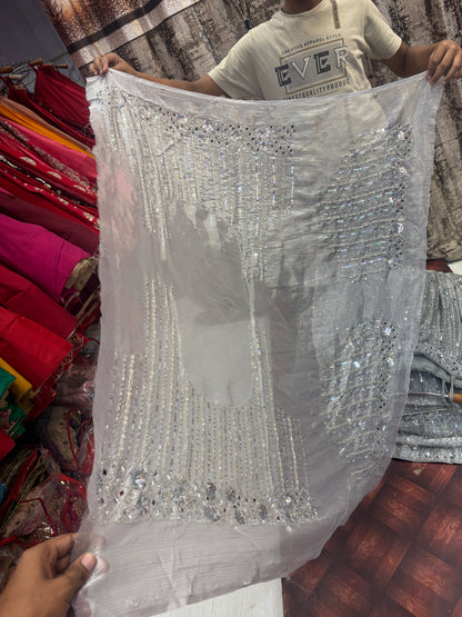 Gorgeous silver grey bridal Lehenga