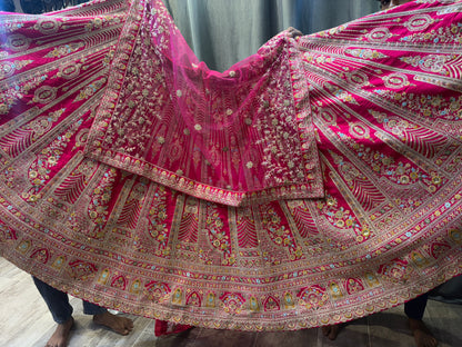 Gorgeous Rani pink Crop Top Lehenga