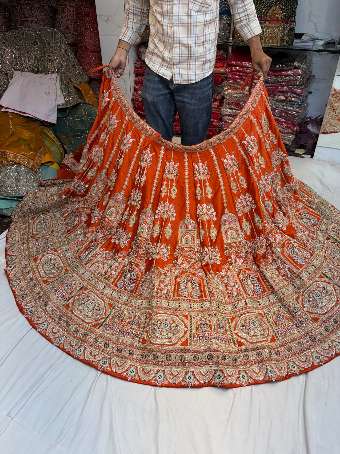 Rust Orange Designer Lehenga