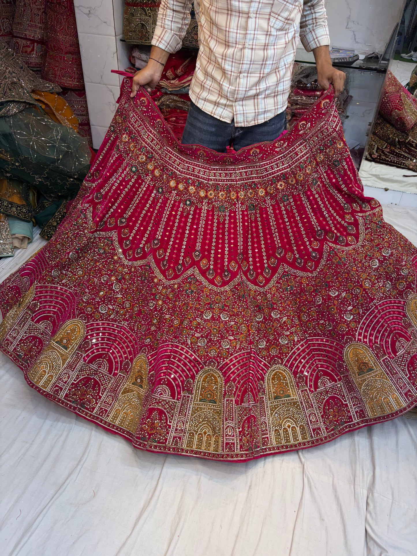 Heavy Jhumka Blue Lehenga