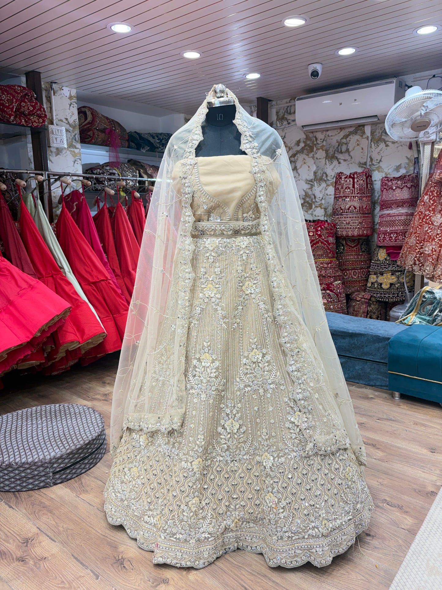 Beige Golden Lehenga