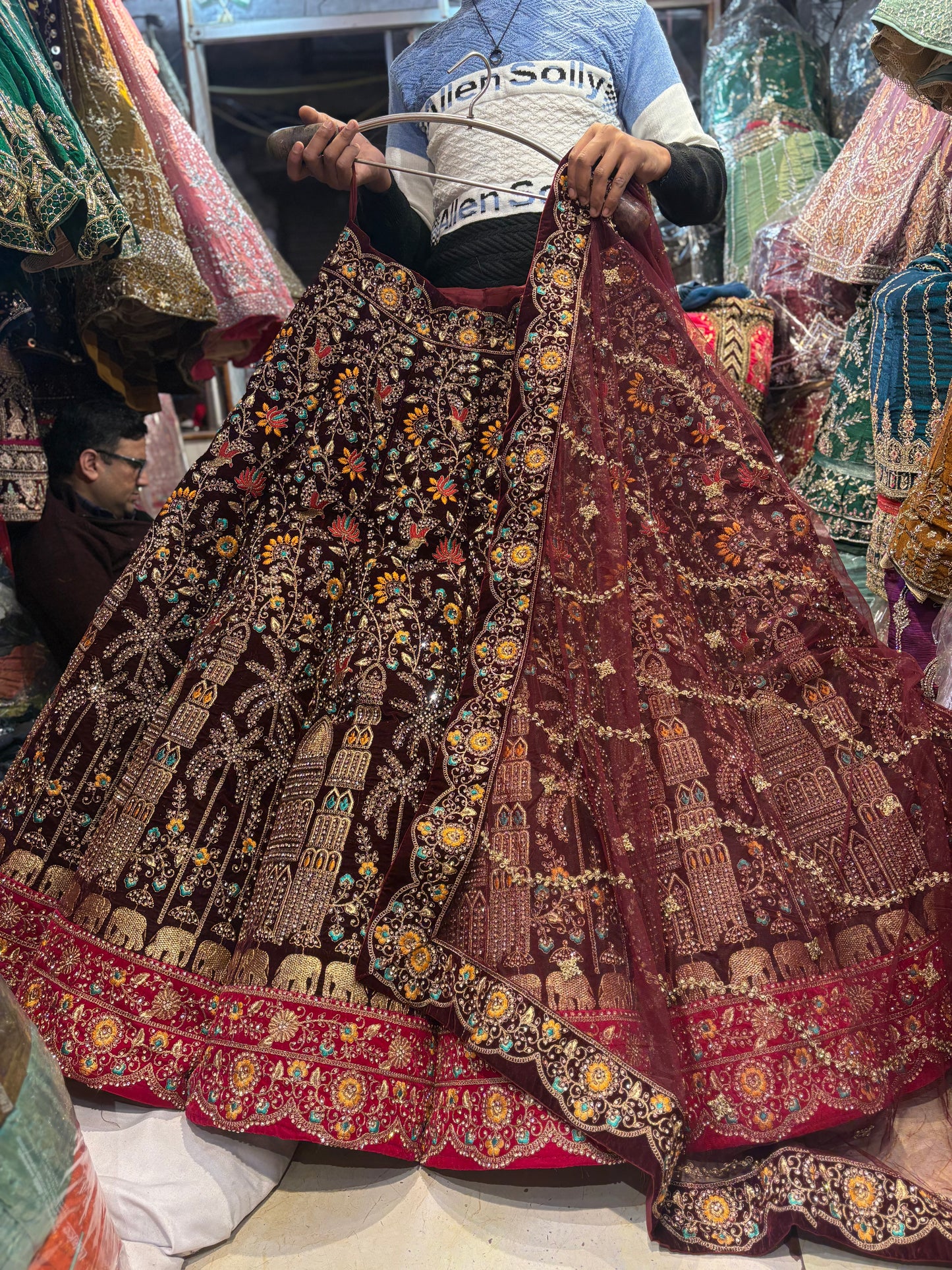 Something different Maroon Ball bridal Lehenga