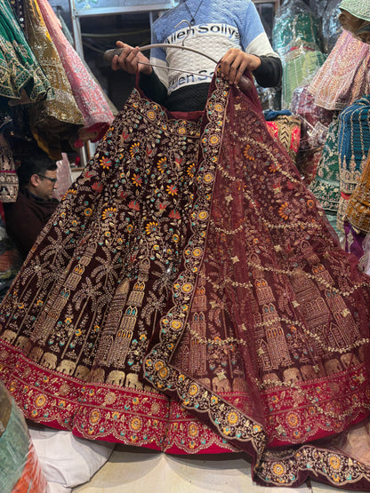 Something different Maroon Ball bridal Lehenga