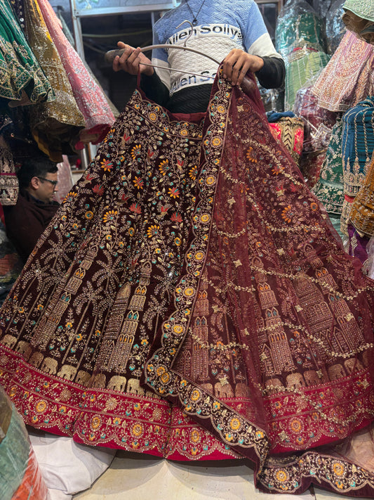 Something different Maroon Ball bridal Lehenga