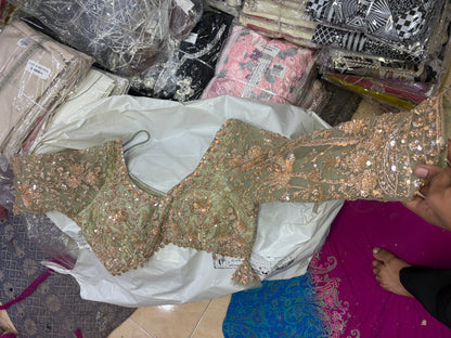 16 kali Engaging pista green crop top Lehenga