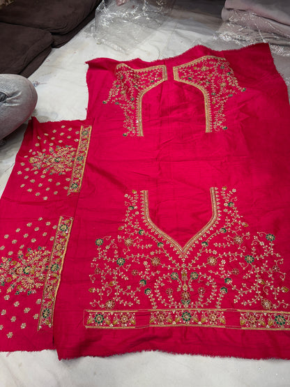 Fabulous rani pink peacock handwork bridal Lehenga