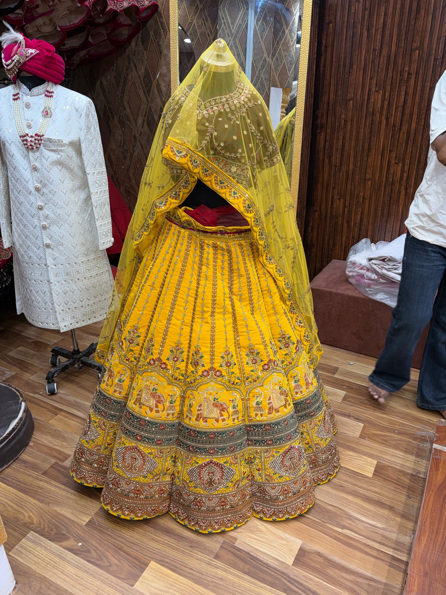 Yellow Haldi Mehendi Ball Bridal Lehenga