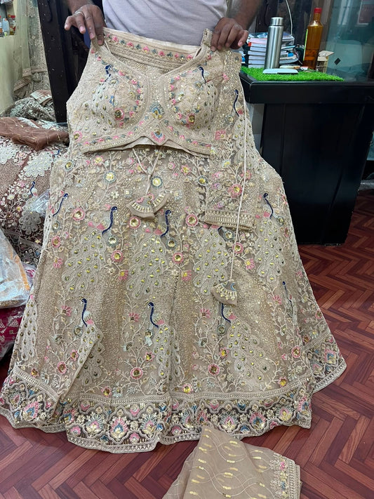 Golden Peacock Crop Top Lehenga