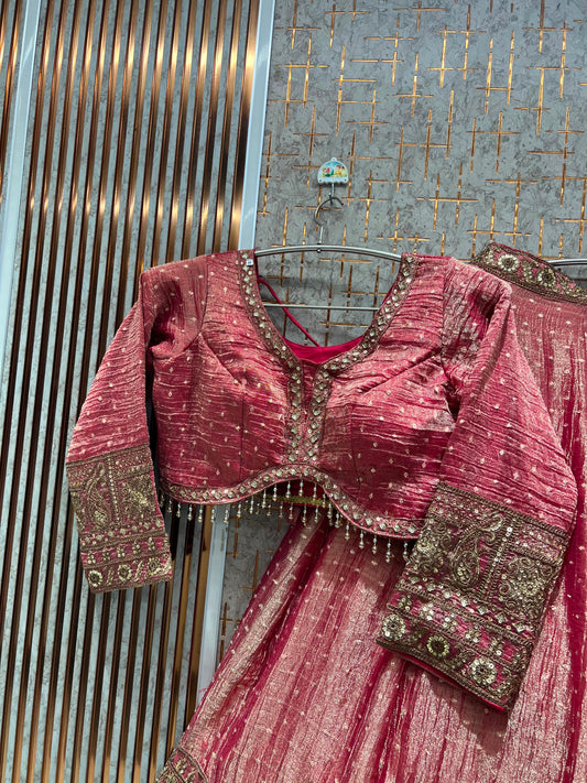 Pink Crop Top Lehenga