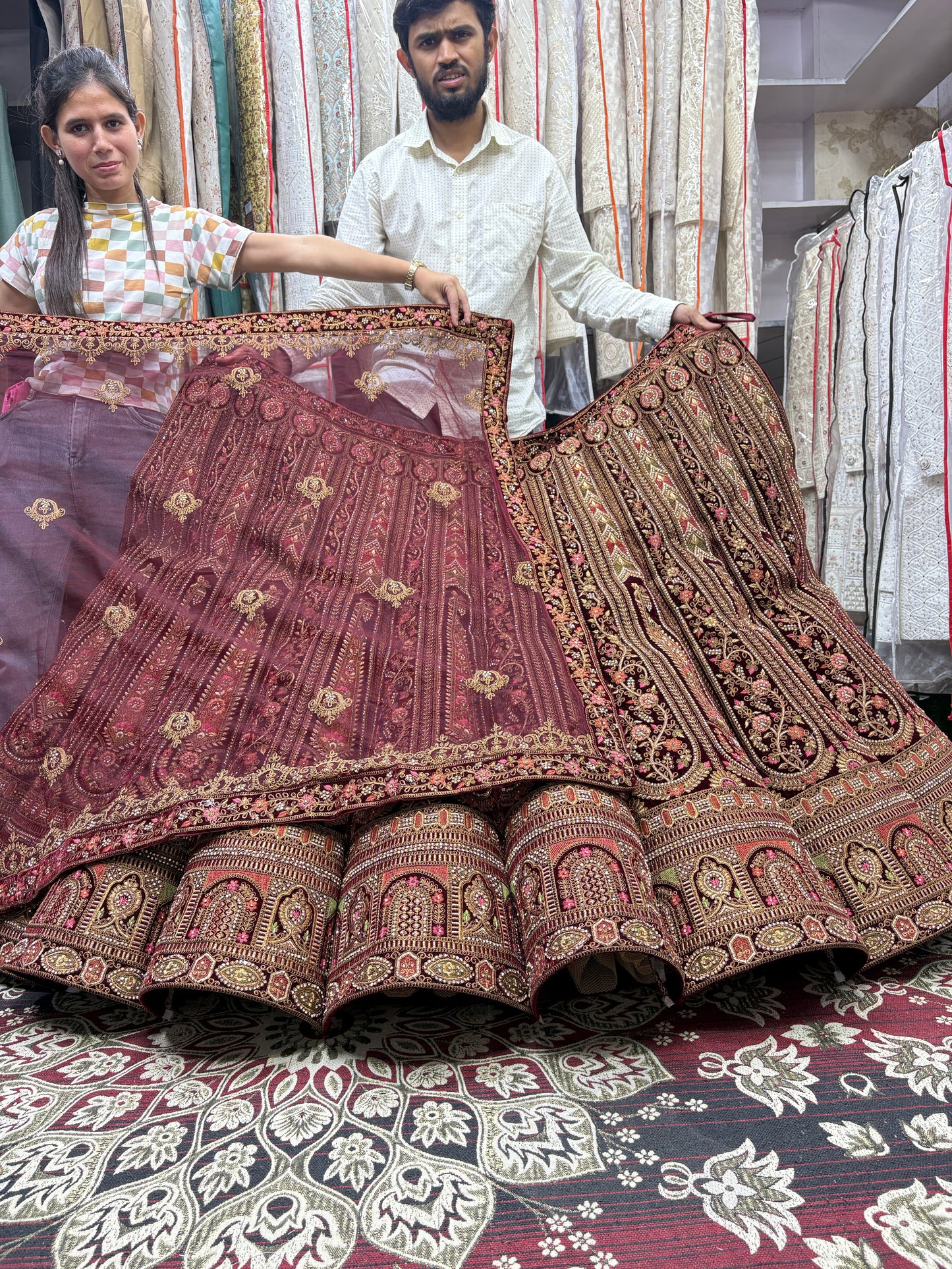Good looking maroon ball bridal Lehenga
