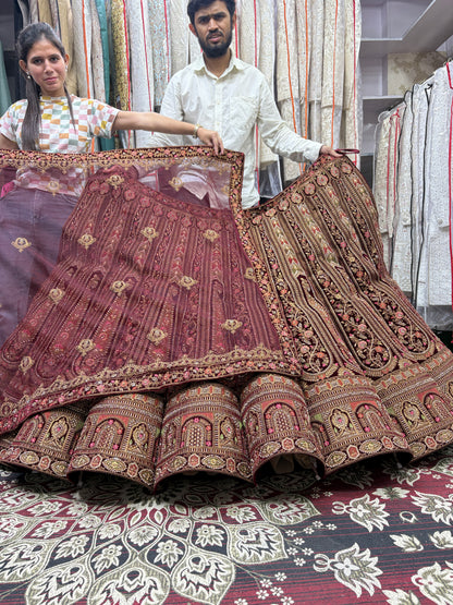 Good looking maroon ball bridal Lehenga