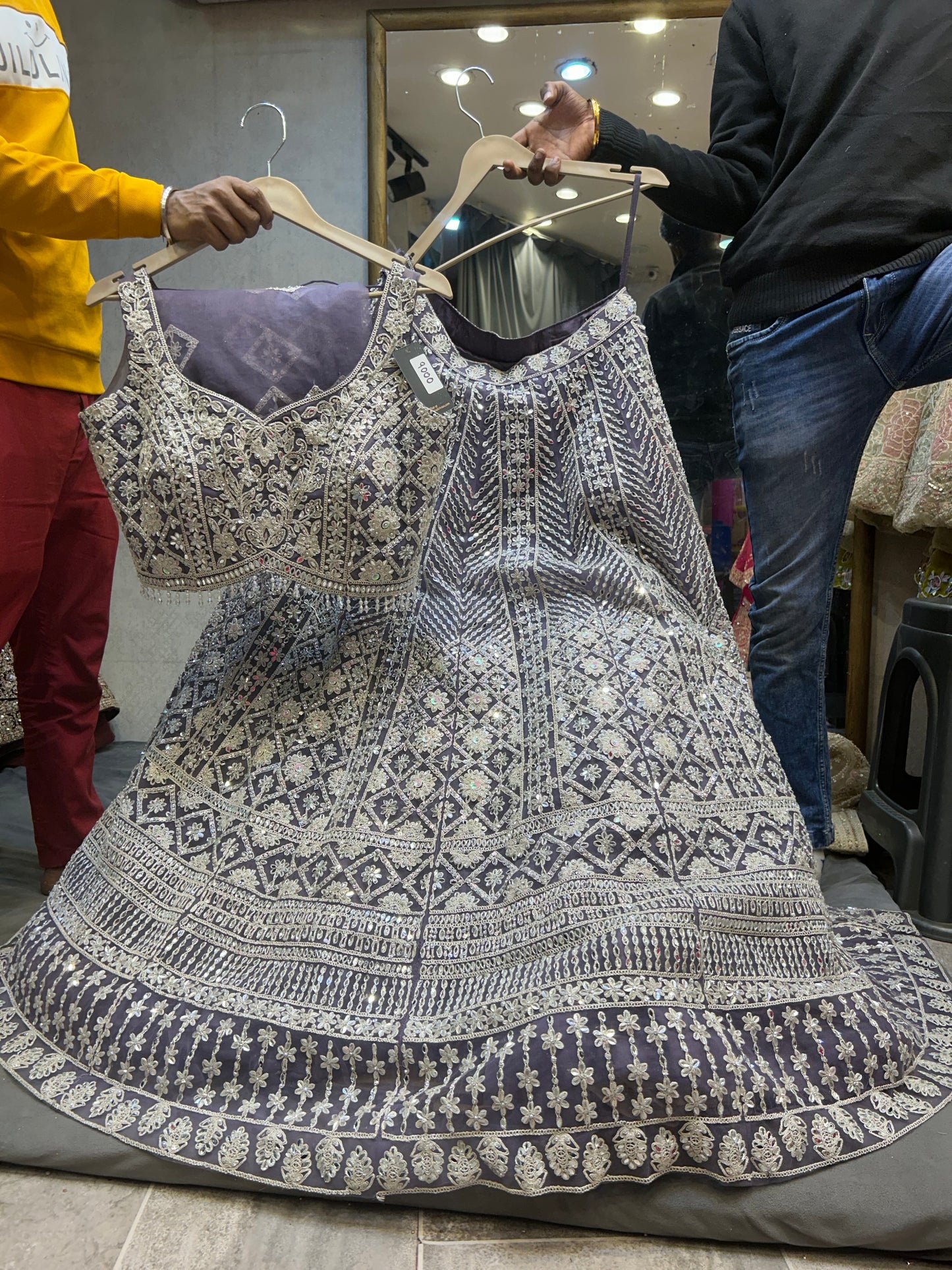 Designer lavender crop top lehenga