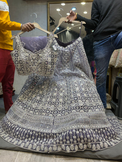 Designer lavender crop top lehenga