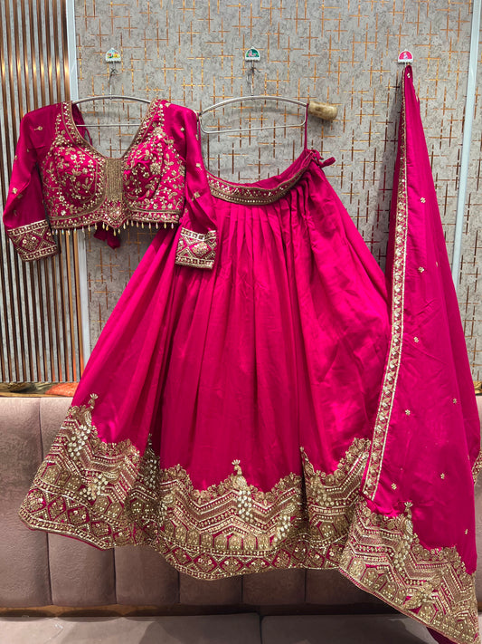 Red Crop top Lehenga