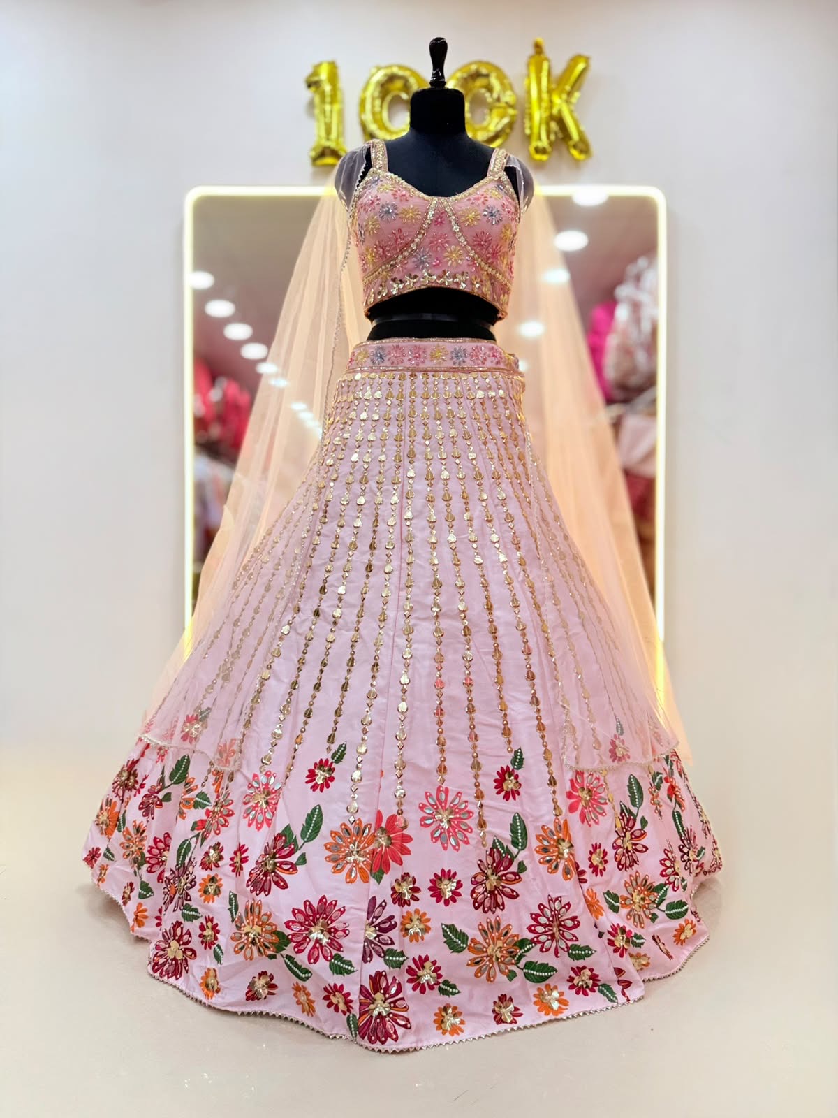 Pink Pdp Crop Top Lehenga