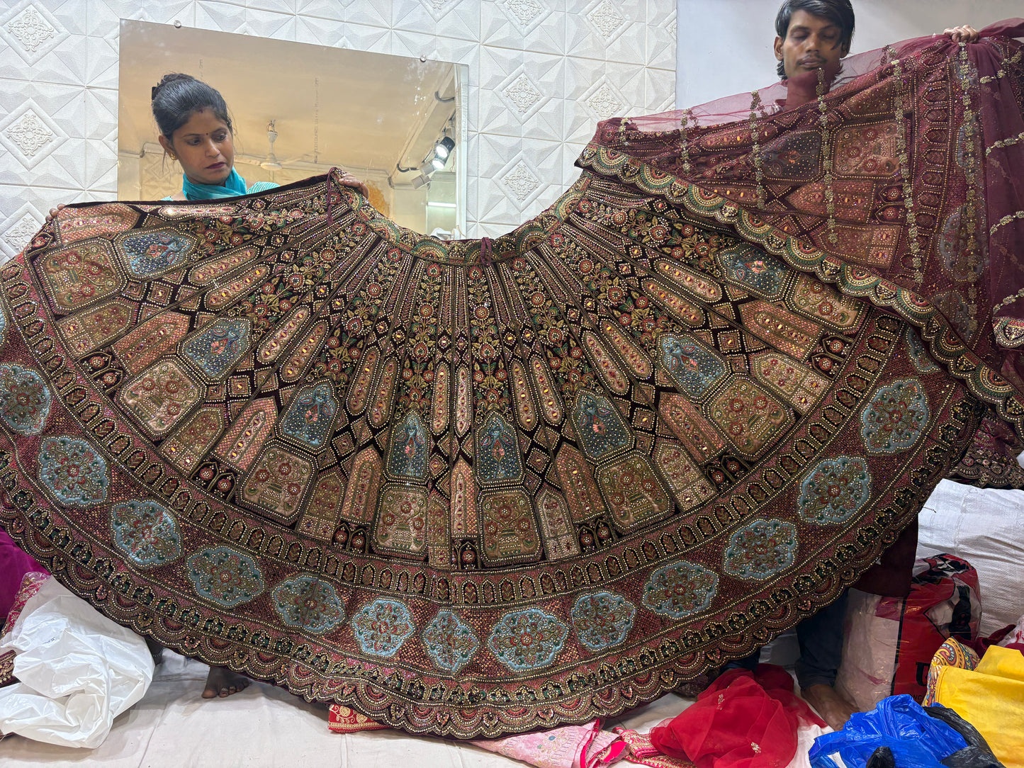 Royal maroon bridal Lehenga happy customer