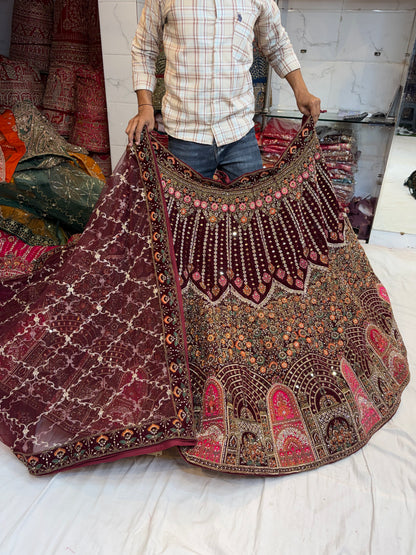 Heavy Jhumka Blue Lehenga