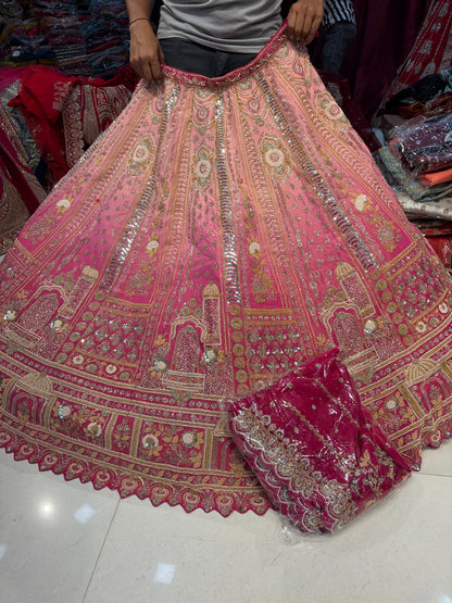 Pink Double Shade Bridal Lehenga