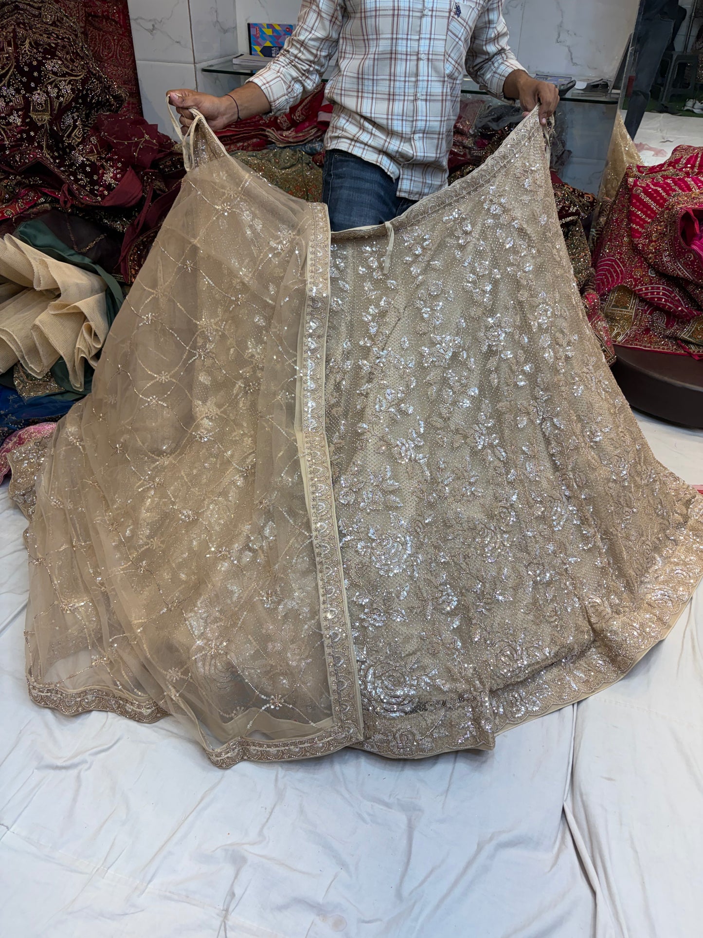 Beige Golden Designer Lehenga