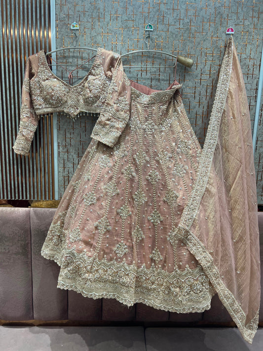 Pink Designer Crop Top Lehenga