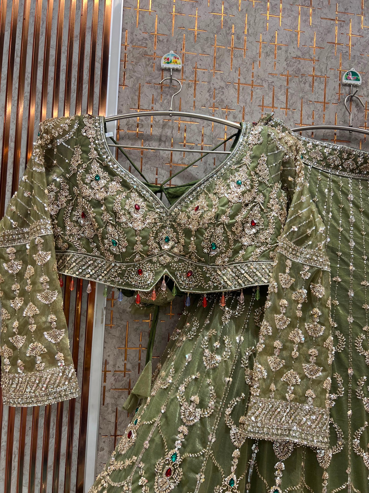 Green Crop Top Lehenga