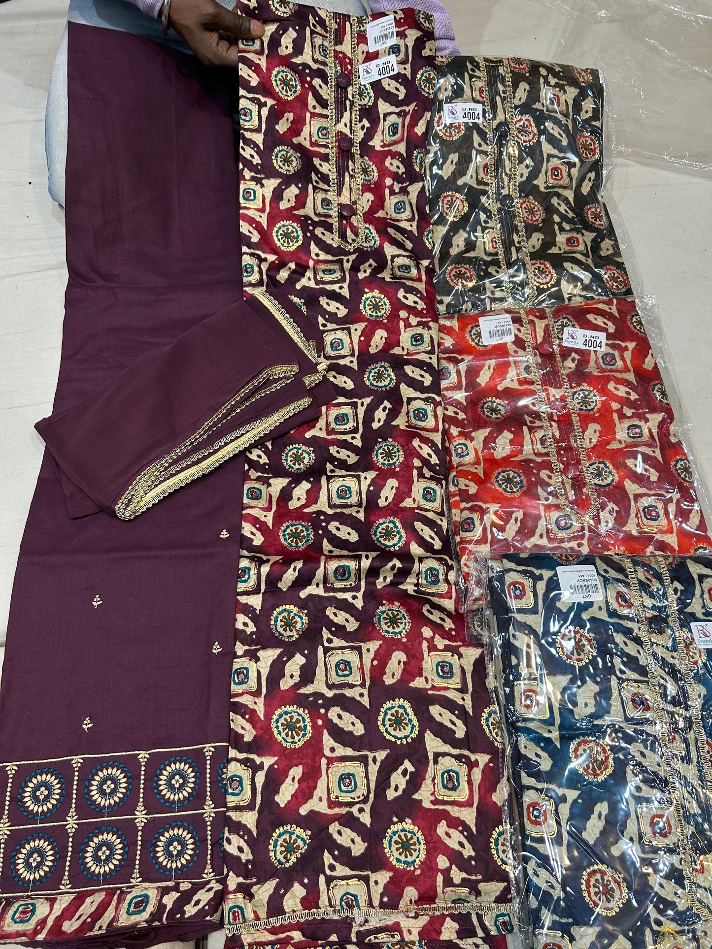 Charming Violet purple maroon unstitched salwar suit dress material(free size)