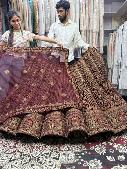 Good looking maroon ball bridal Lehenga