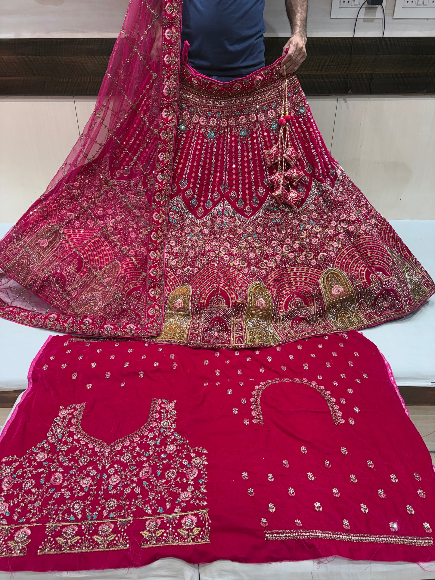 Khoobsurat Red Jhumka bridal Lehenga