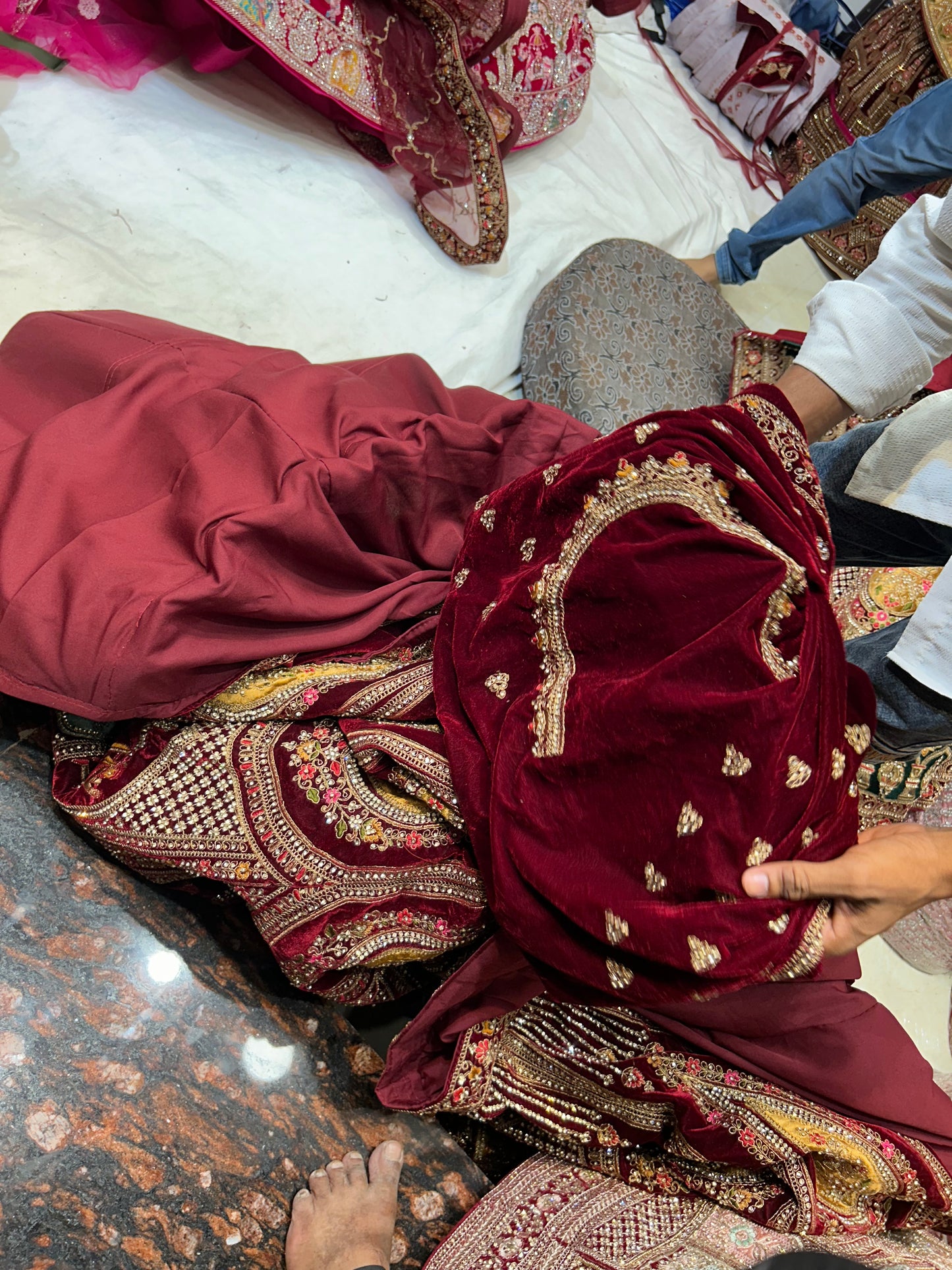 Maroon Doli Barat bridal lehenga