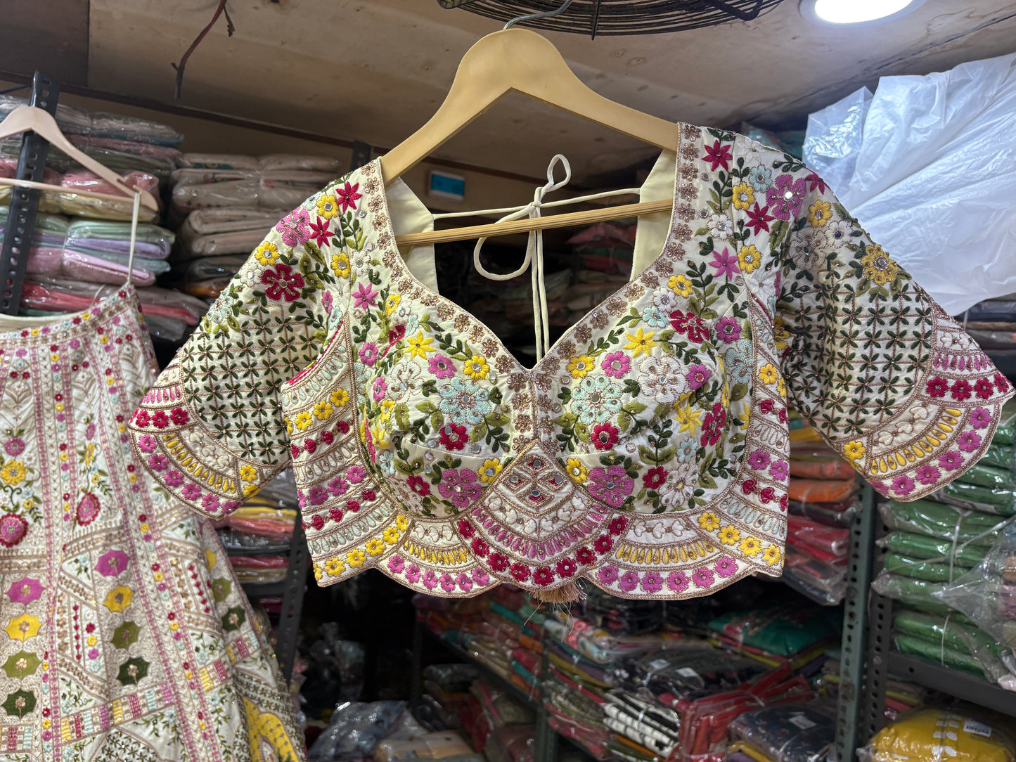 Lovely yellow White Crop Top Lehenga