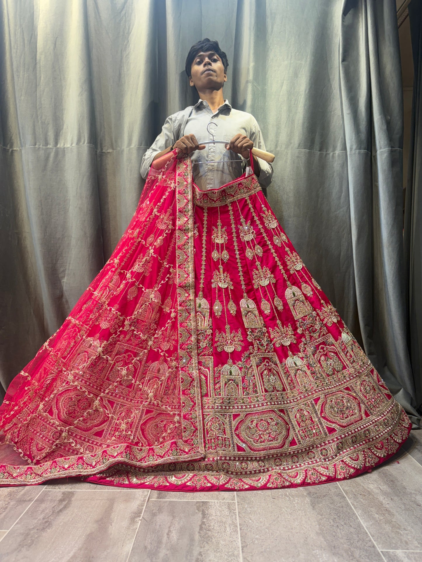 Lavishing Rani pink peacock bridal Lehenga
